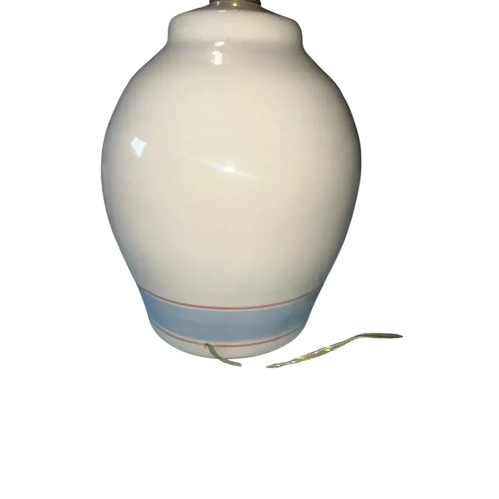 Vintage Heart Floral  cottage core California Ceramics Stoneware Table Lamp Blue